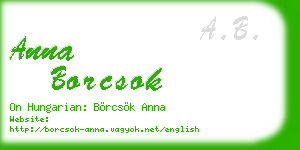 anna borcsok business card